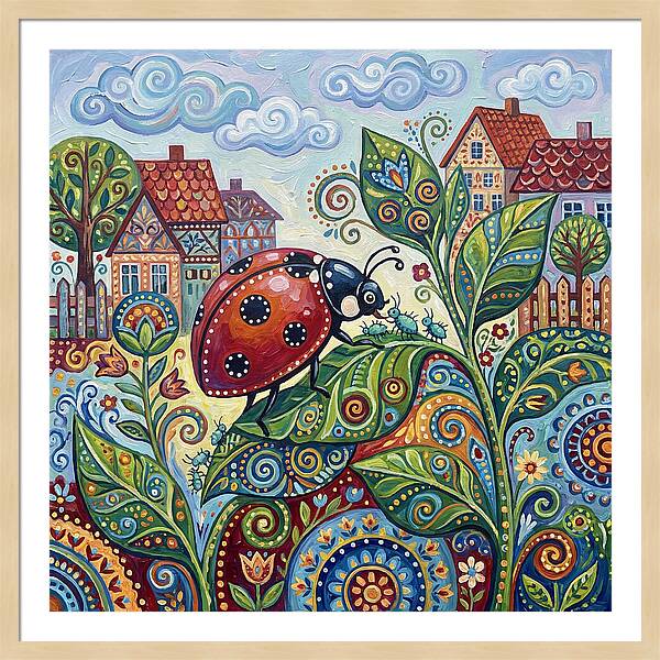 Ladybug In A Whimsical Garden