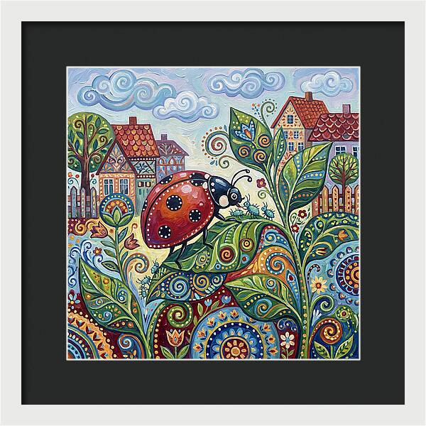 Ladybug In A Whimsical Garden