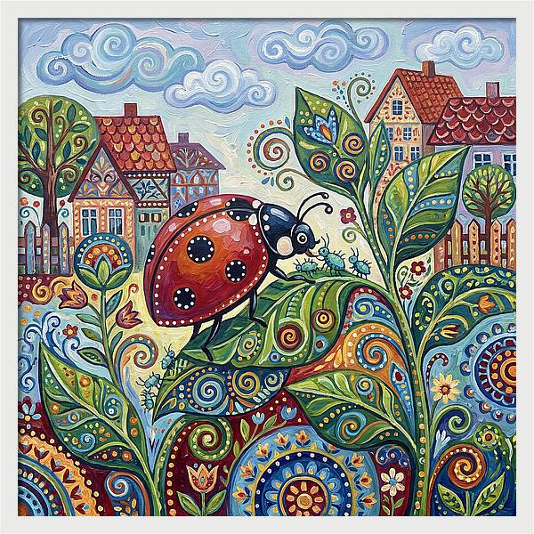 Ladybug In A Whimsical Garden
