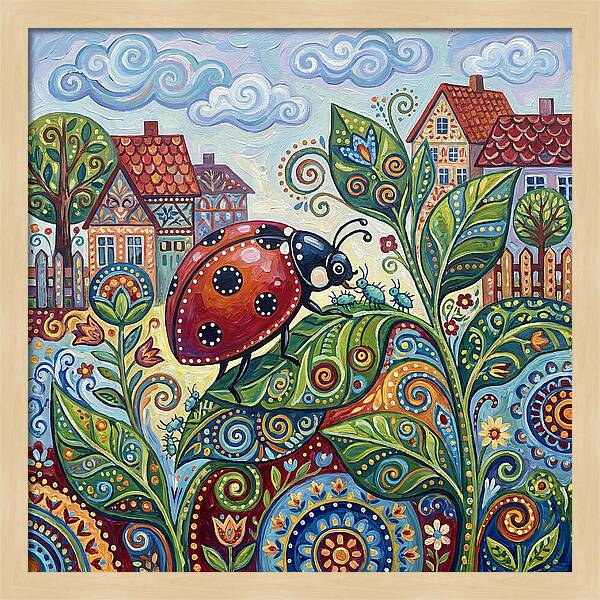 Ladybug In A Whimsical Garden