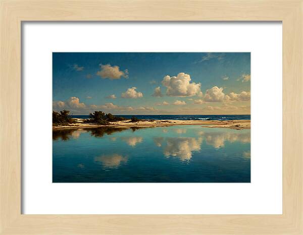 Lagoon Reflections Under Blue Skies