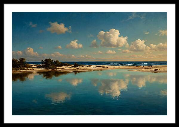 Lagoon Reflections Under Blue Skies