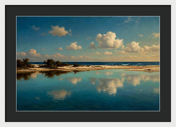 Lagoon Reflections Under Blue Skies