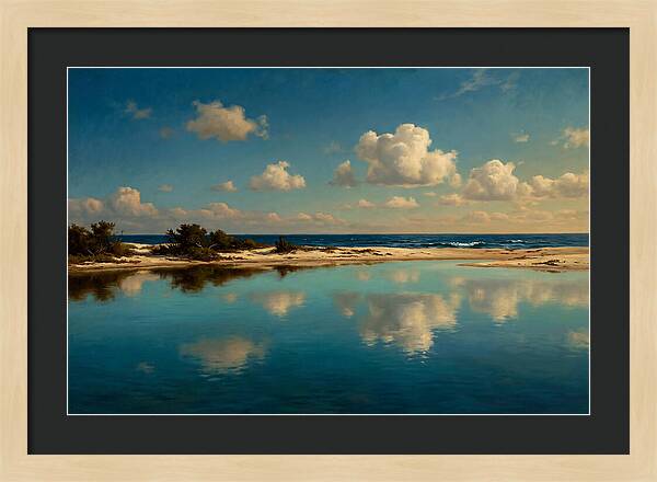 Lagoon Reflections Under Blue Skies