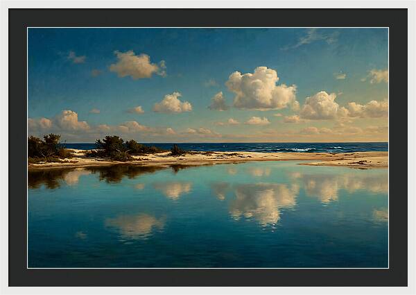 Lagoon Reflections Under Blue Skies