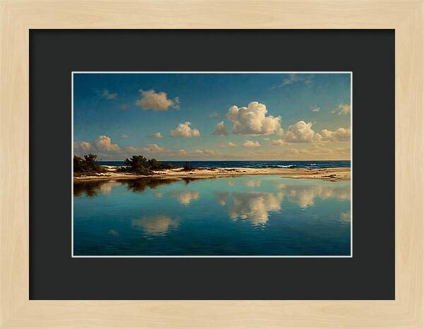 Lagoon Reflections Under Blue Skies