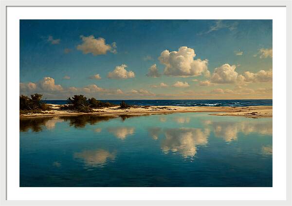 Lagoon Reflections Under Blue Skies