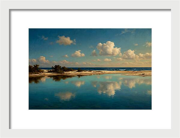 Lagoon Reflections Under Blue Skies