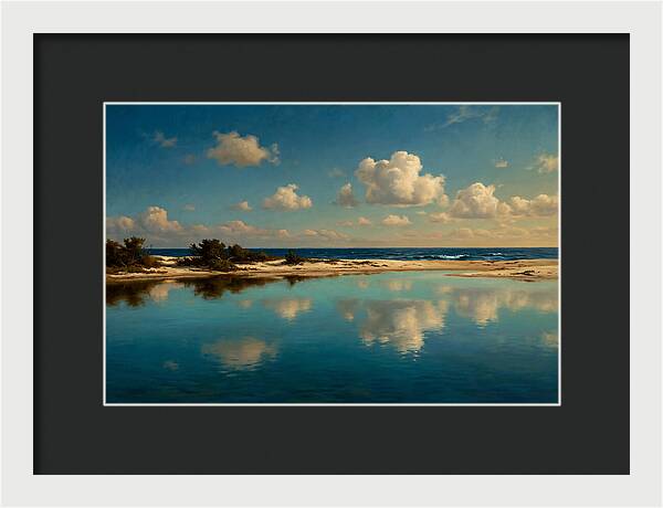 Lagoon Reflections Under Blue Skies