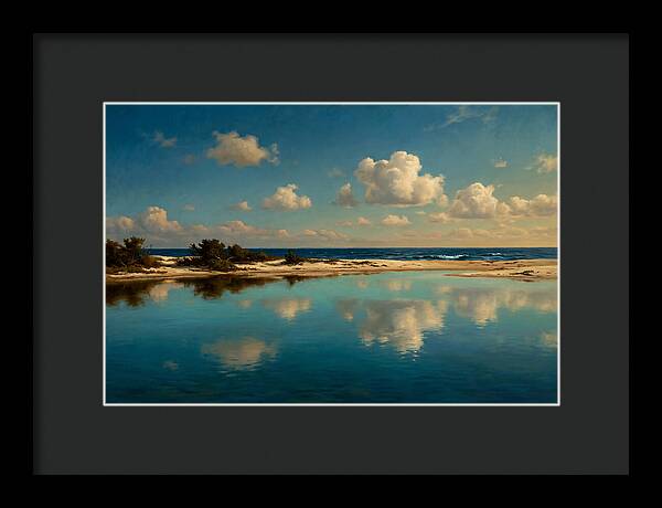 Lagoon Reflections Under Blue Skies