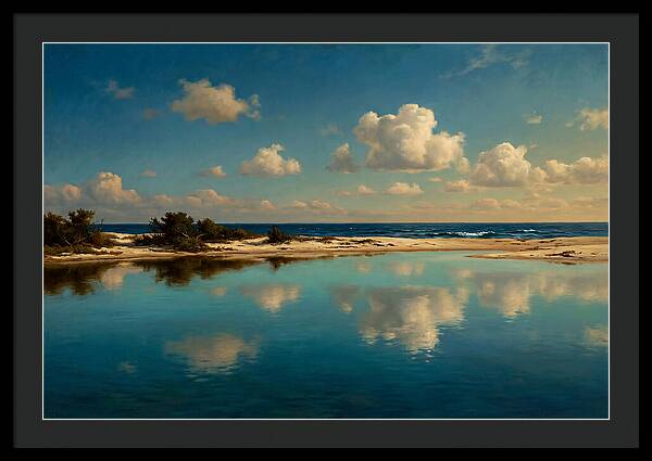 Lagoon Reflections Under Blue Skies