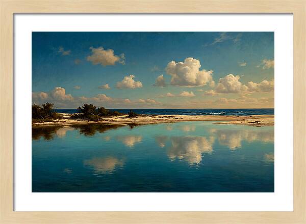 Lagoon Reflections Under Blue Skies