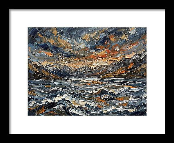 Lake Landscape In Palette Knife Style
