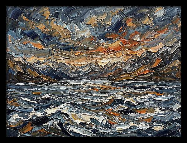 Lake Landscape In Palette Knife Style