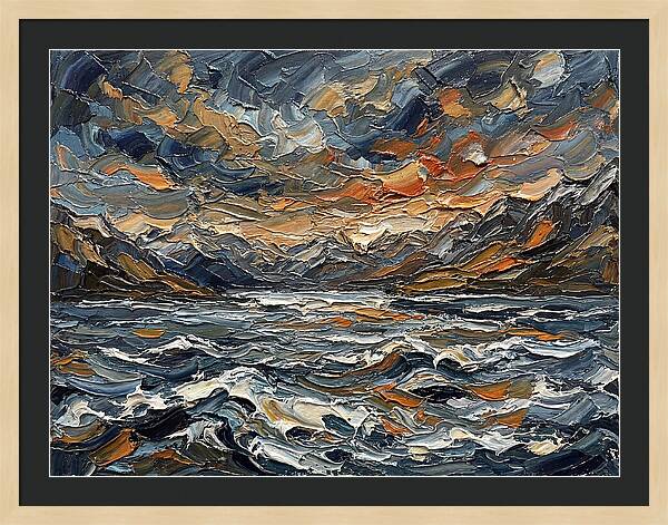 Lake Landscape In Palette Knife Style