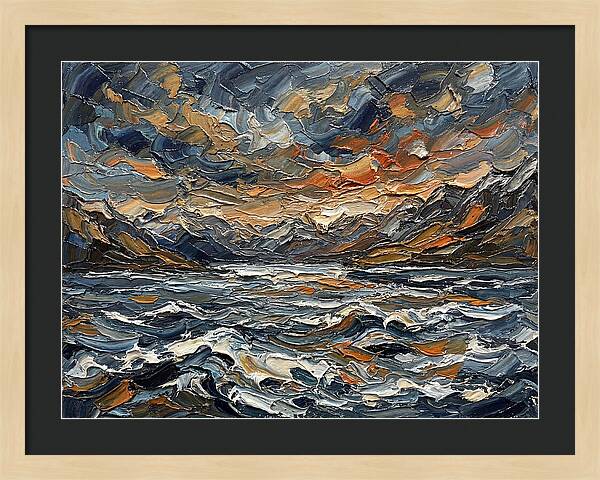 Lake Landscape In Palette Knife Style