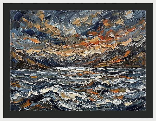 Lake Landscape In Palette Knife Style