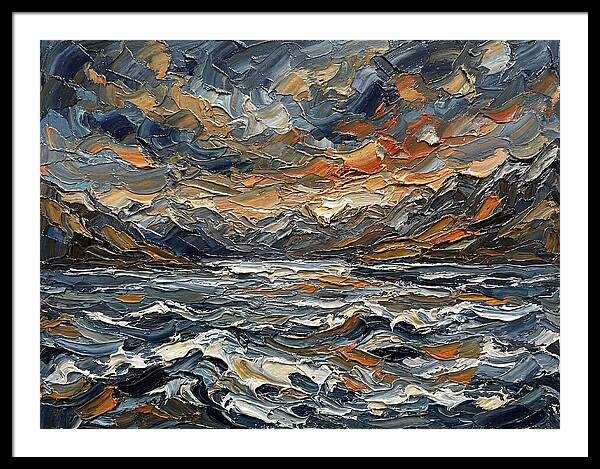 Lake Landscape In Palette Knife Style