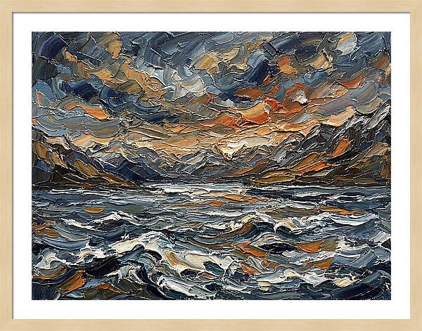 Lake Landscape In Palette Knife Style