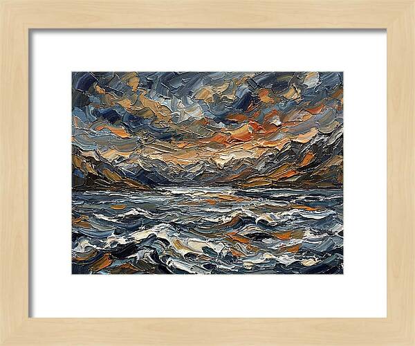 Lake Landscape In Palette Knife Style