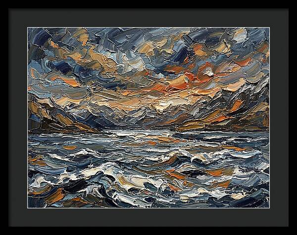 Lake Landscape In Palette Knife Style