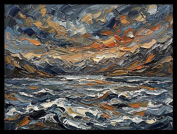 Lake Landscape In Palette Knife Style