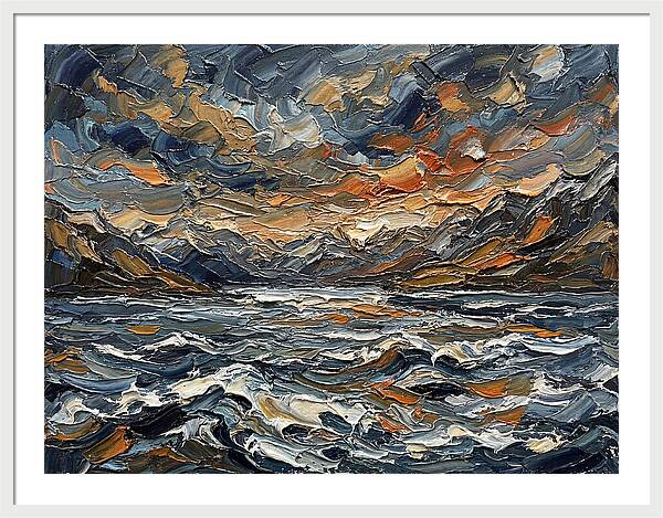 Lake Landscape In Palette Knife Style
