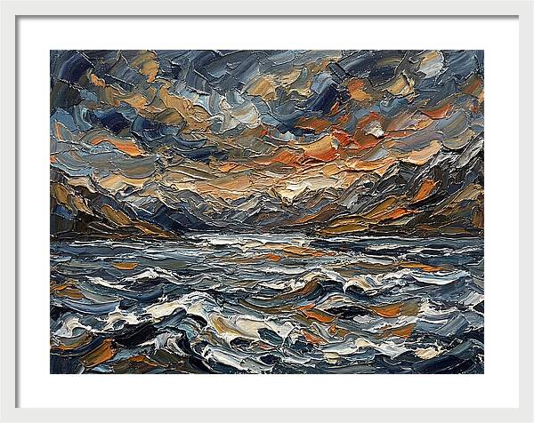 Lake Landscape In Palette Knife Style