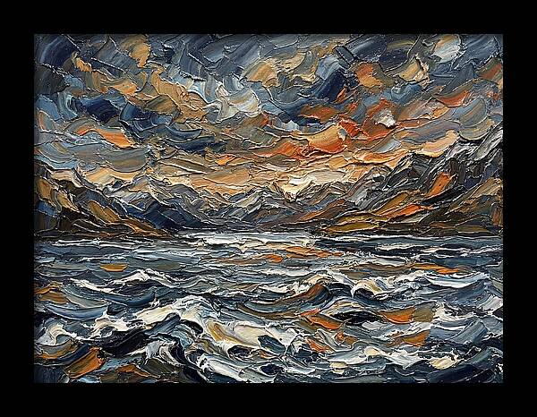 Lake Landscape In Palette Knife Style