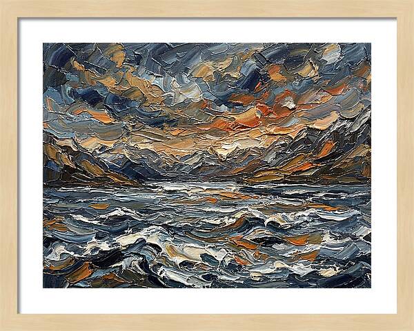 Lake Landscape In Palette Knife Style