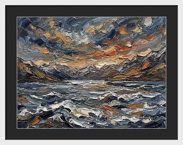Lake Landscape In Palette Knife Style