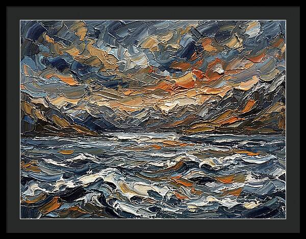 Lake Landscape In Palette Knife Style