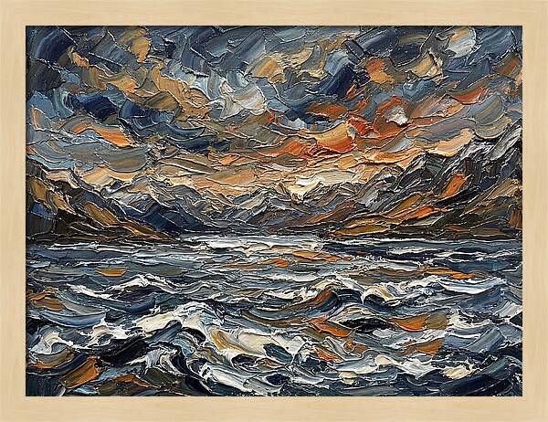 Lake Landscape In Palette Knife Style