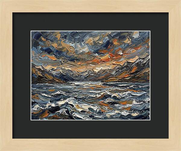 Lake Landscape In Palette Knife Style
