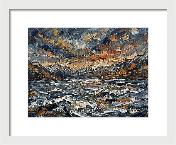 Lake Landscape In Palette Knife Style