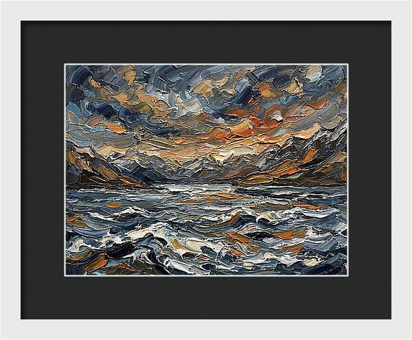 Lake Landscape In Palette Knife Style