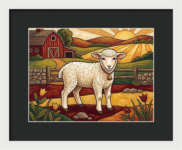 Lamb In A Pastoral Landscape