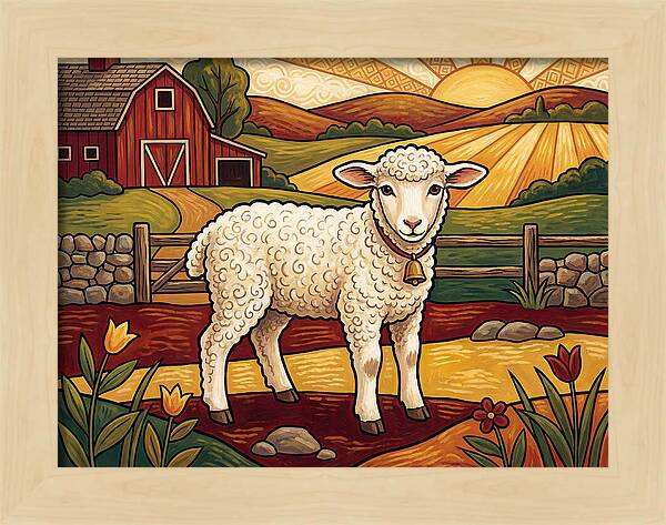 Lamb In A Pastoral Landscape