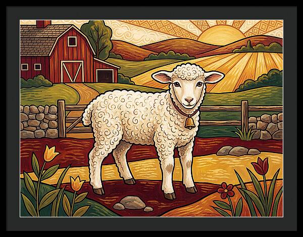 Lamb In A Pastoral Landscape