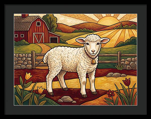 Lamb In A Pastoral Landscape