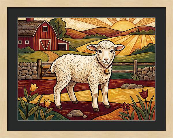 Lamb In A Pastoral Landscape