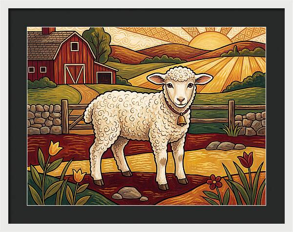 Lamb In A Pastoral Landscape