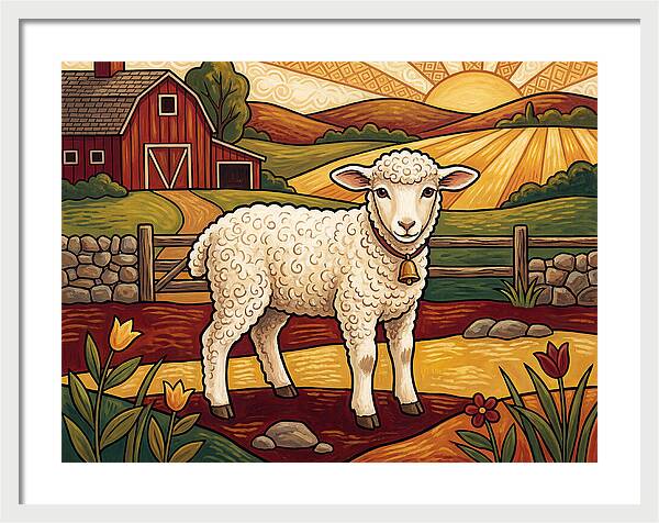 Lamb In A Pastoral Landscape