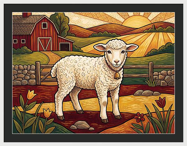 Lamb In A Pastoral Landscape