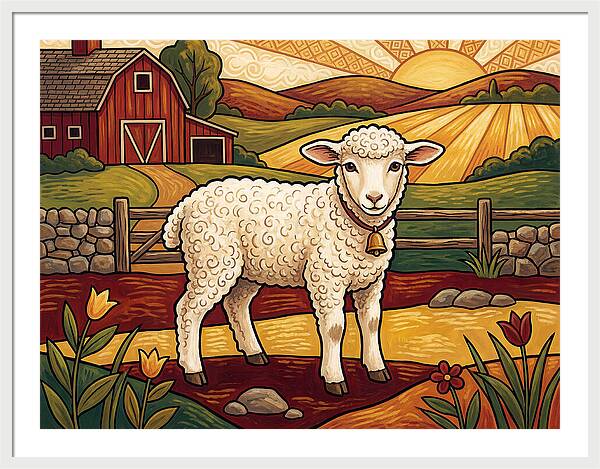 Lamb In A Pastoral Landscape