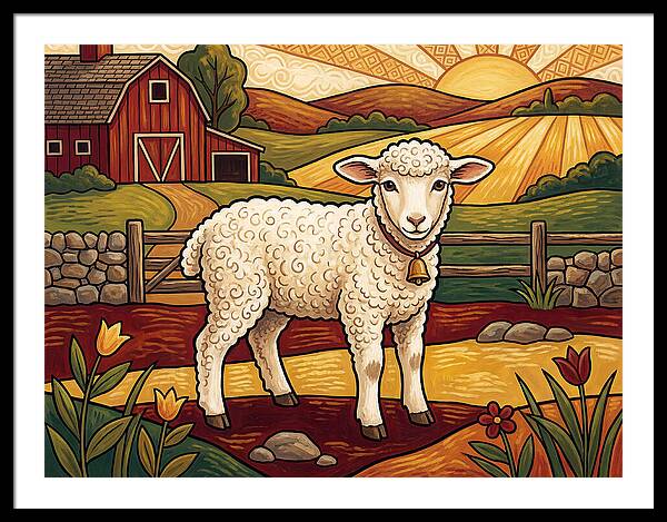 Lamb In A Pastoral Landscape