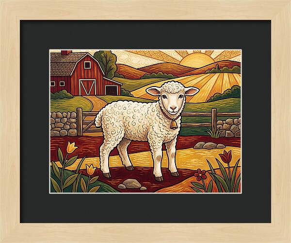 Lamb In A Pastoral Landscape
