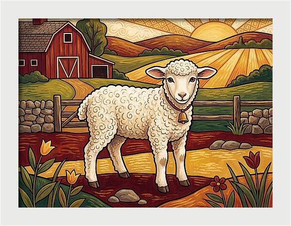 Lamb In A Pastoral Landscape