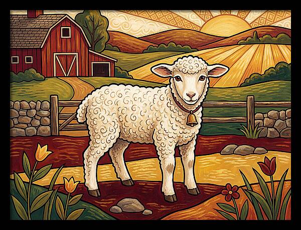 Lamb In A Pastoral Landscape