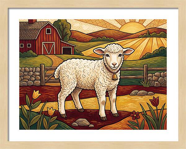 Lamb In A Pastoral Landscape